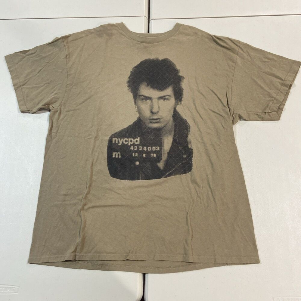 Sid Vicious 2XL Mugshot T Shirt Brown Sex Pistols